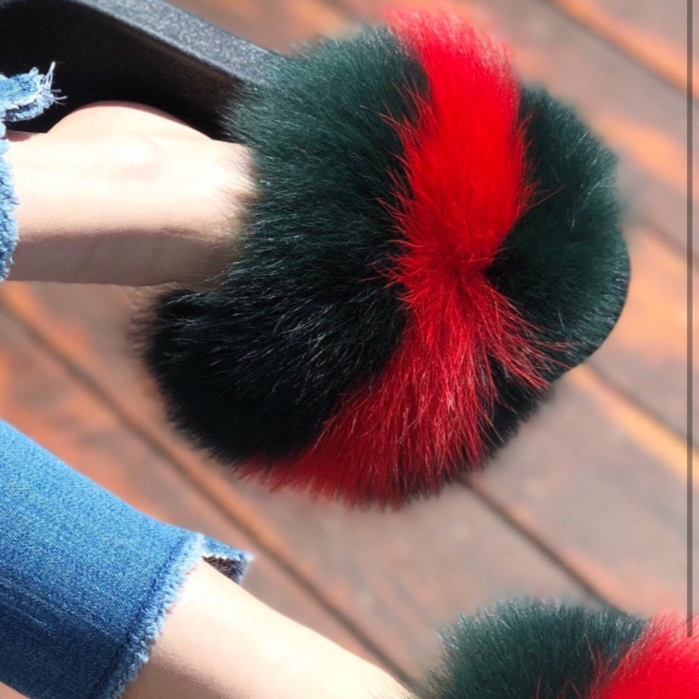HANDMADE mixed color fur slides!! NO RETURNS - Picture 2 of 6